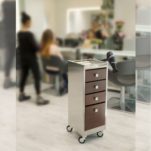 Chariot de service - 020 - Artecno Srl - pour salon de coiffure / en inox / en bois