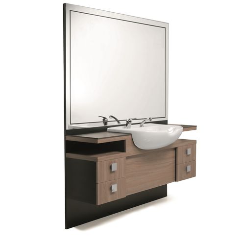 Coiffeuse contemporaine - MENSPACE AVEC CUVETTE - Nelson Mobilier - stratifiée / en verre / murale