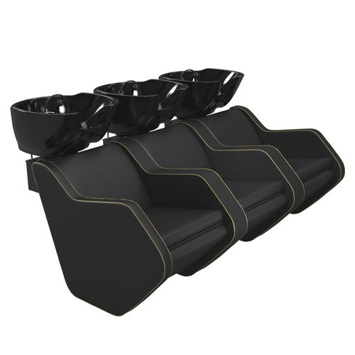 Bac à shampoing avec repose-pieds - NOVAWASH 3P - Nelson Mobilier - en simili cuir / en céramique / 3 places