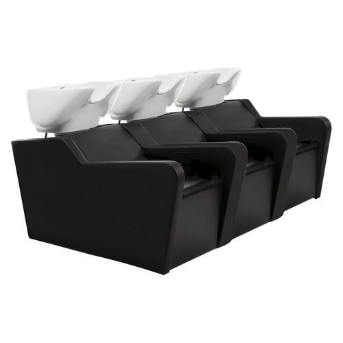 Bac à shampoing avec repose-pieds - TOPWASH ECO 3P - Nelson Mobilier - en simili cuir / en céramique / 3 places