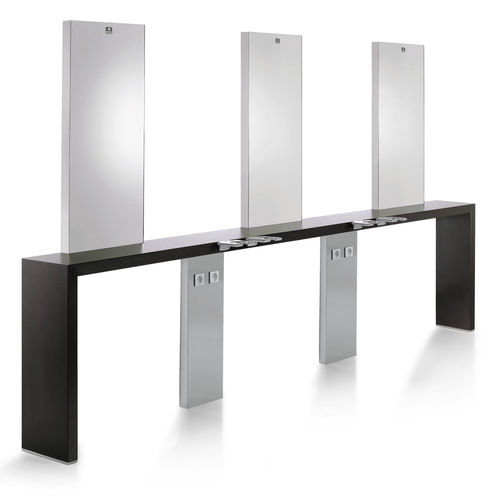 Coiffeuse contemporaine - KRYSTAL MURALE 3P - Nelson Mobilier - stratifiée / en inox / en aluminium poli