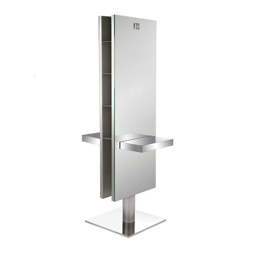 Coiffeuse contemporaine - SPEKY DOUBLE - Nelson Mobilier - en acier inoxydable poli / en acier à revêtement par poudre / en verre