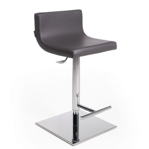 Tabouret de coiffure contemporain - IRON BAR - Nelson Mobilier - en simili cuir / avec piètement en acier inoxydable / piètement central