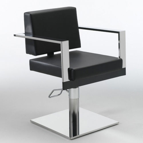 Fauteuil de coiffure en simili cuir - ZENITH  - SASSI - avec pompe hydraulique / blanc / noir