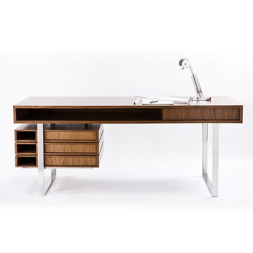 Bureau sur pied - CY Boxeo - Cliff Young - contemporain / en noyer / droit