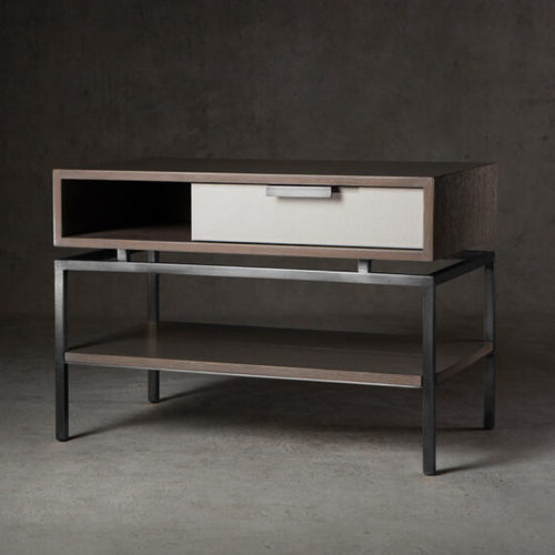 Table de chevet contemporaine - CY Anna - Cliff Young - bois / en cuir / avec piètement en laiton