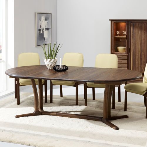 Table à manger design scandinave - 9275G/2 - dyrlund - en noyer / avec piètement en noyer / ronde