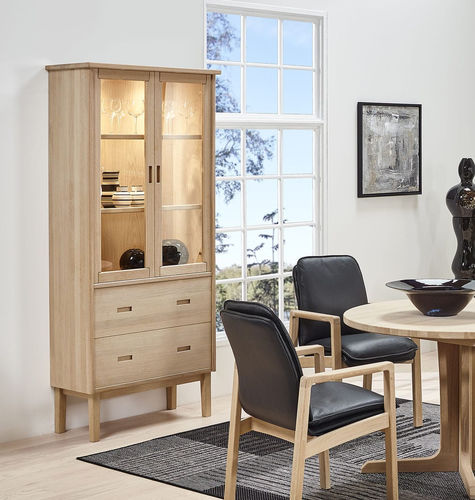 Vitrine armoire design scandinave - 4485 - dyrlund - à poser / en verre / en chêne