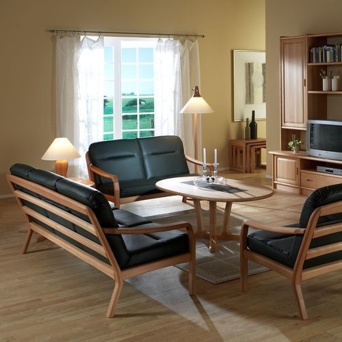 Canapé design scandinave - 1250 - dyrlund - en cuir / noir / en bois