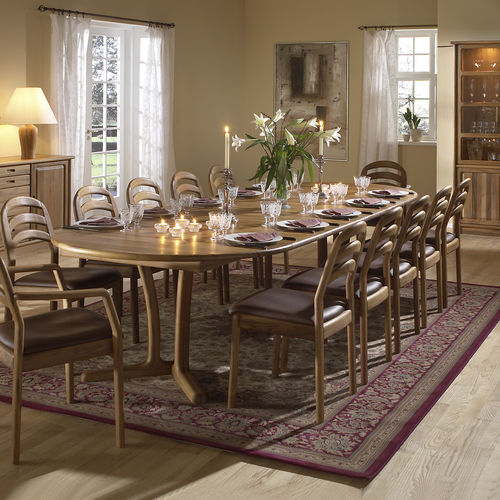 Table à manger design scandinave - 9275G/4 - dyrlund - en teck / avec piètement en teck / ovale