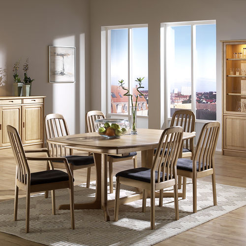 Table à manger design scandinave - 9244B - dyrlund - en chêne / avec piètement en chêne / ovale