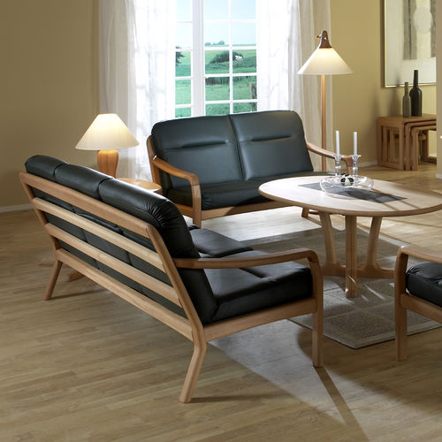 Canapé design scandinave - 1250 series - dyrlund - en cuir / avec accoudoirs / avec coussin amovible