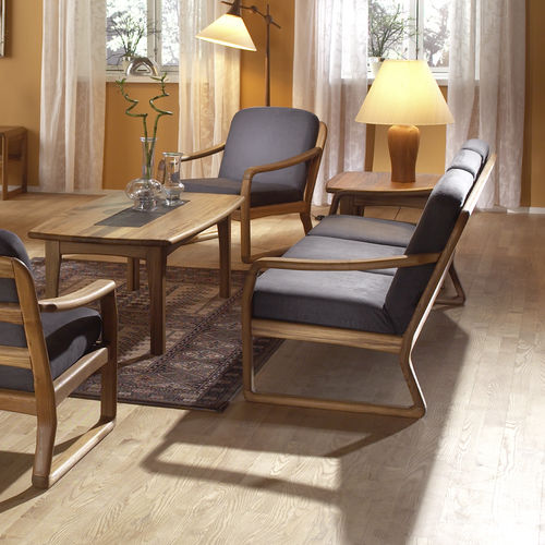 Canapé design scandinave - 1220/3 - dyrlund - en tissu / en teck / 3 places