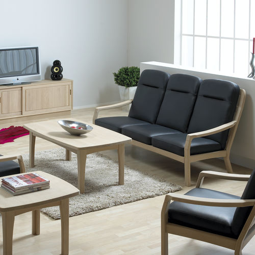 Canapé design scandinave - 1260HK series - dyrlund - en cuir / avec accoudoirs / avec coussin amovible