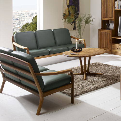 Canapé design scandinave - 1260 series - dyrlund - en cuir / avec accoudoirs / avec coussin amovible