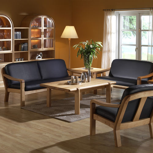 Canapé design scandinave - 1240 - dyrlund - en cuir / noir / en aulne