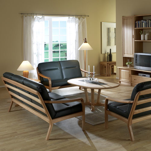 Canapé design scandinave - 1250  - dyrlund - en hêtre / en cuir / couleur personnalisable