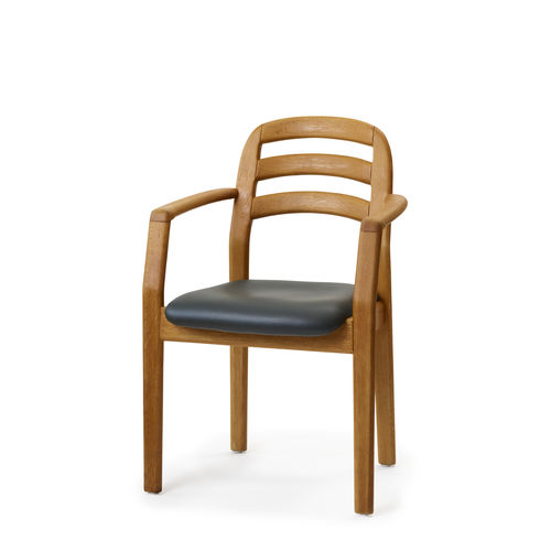 Chaise de salle à manger design scandinave - 1591A - dyrlund - d'intérieur / en cuir / avec piètement en bois