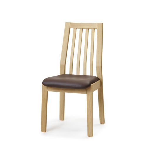 Chaise de salle à manger design scandinave - 1608K - dyrlund - d'intérieur / en cuir / avec piètement en hêtre