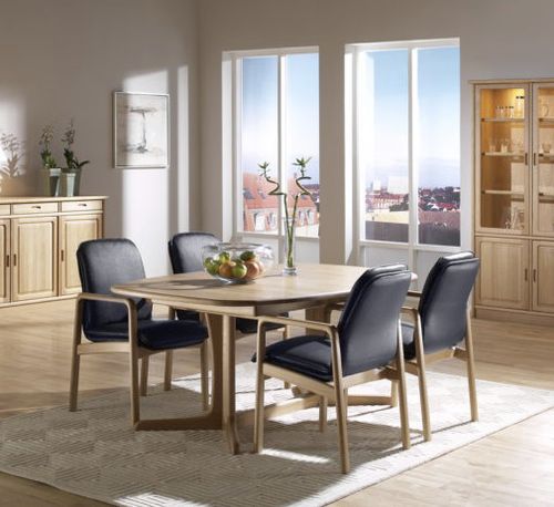 Table à manger design scandinave - 9244B/2 - dyrlund - en chêne / avec piètement en chêne / rectangulaire