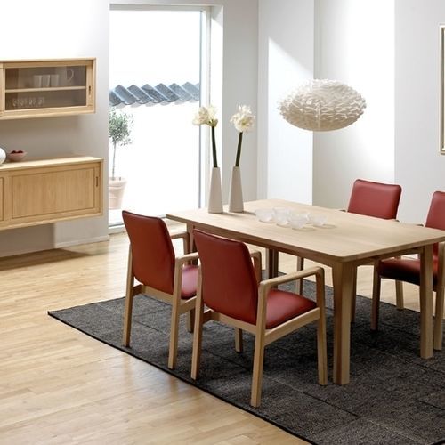 Chaise de salle à manger design scandinave - 8473ALK - dyrlund - d'intérieur / en cuir / avec piètement en chêne