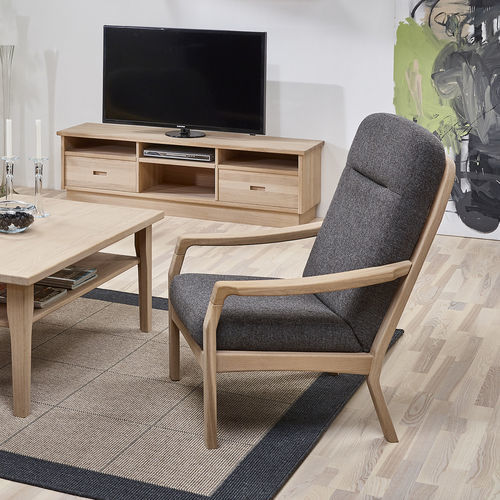 Fauteuil de style scandinave - 1260H - dyrlund - en tissu / en cuir / en chêne