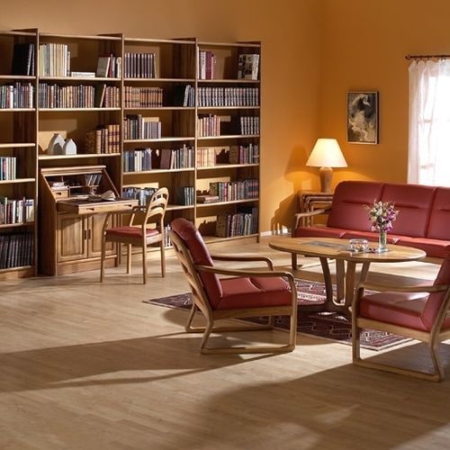 Fauteuil design scandinave - 1599A - dyrlund - en cuir / en teck / avec coussin amovible