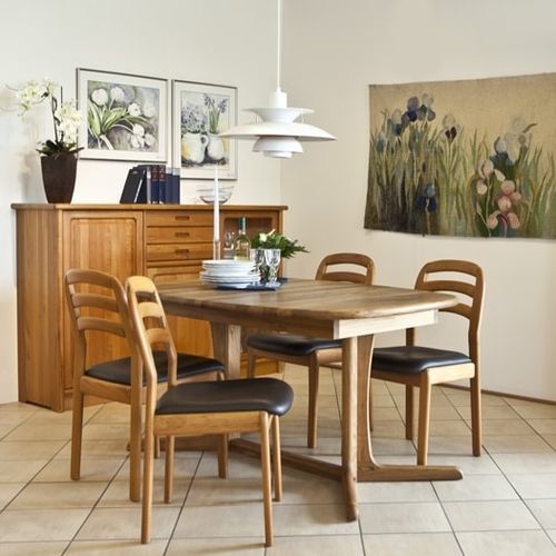 Table à manger traditionnelle - 9224C/1 - dyrlund - en teck / avec piètement en teck / ovale