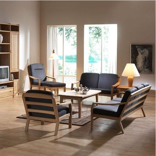Canapé design scandinave - 1260K  - dyrlund - en tissu / en chêne / noir