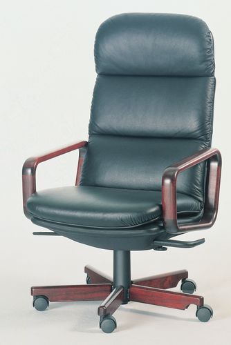 Fauteuil de direction moderne - 8497W - dyrlund - en cuir / en tissu / en bois