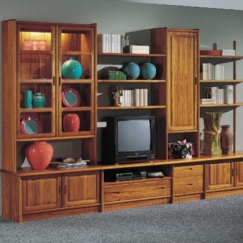 Ensemble TV mural contemporain - 40562 - dyrlund - en bois / avec tiroirs / avec étagères