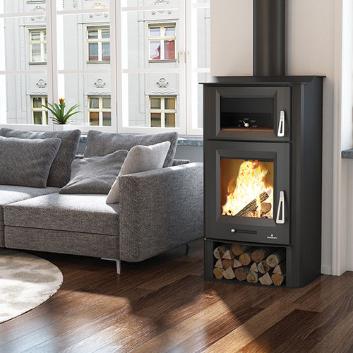 Poêle à bois - TUDELA  - Bronpi - 13 kW / au sol / contemporain