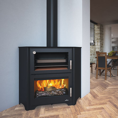 Poêle à bois - MURANO-R - Bronpi - 14 kW / au sol / d'angle