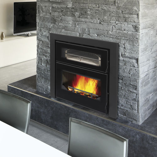 Insert de cheminée à bois - EVEREST VISION - Bronpi - en acier / à convection forcée / contemporain