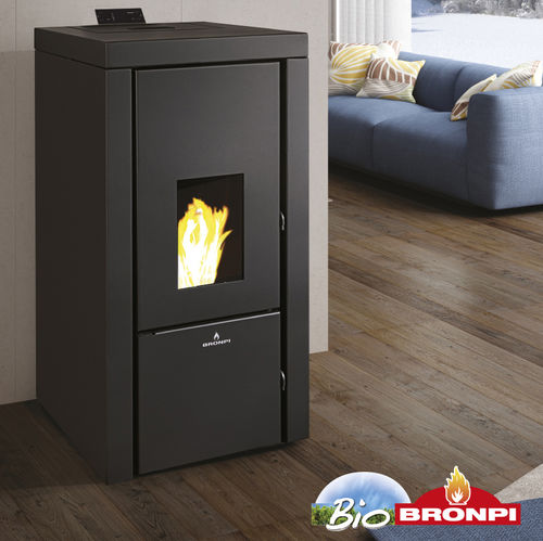 Poêle chaudière à granulés - CARLOTA-NE - Bronpi - 20 kW - 50 kW / au sol / contemporain