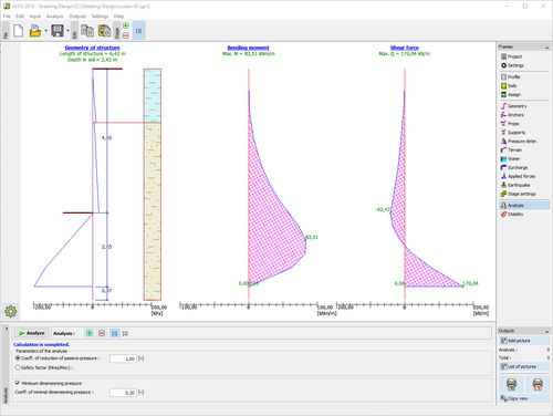 Logiciel de conception - SHEETING - FINE - de calcul pour murs de soutènement / d'analyse / pour structure en acier