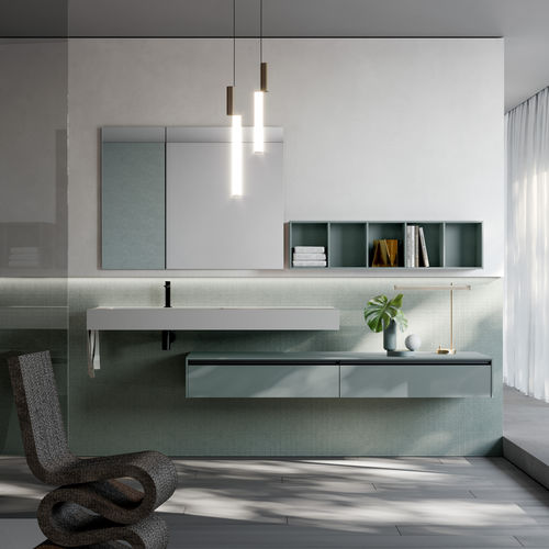 Meuble de salle de bain contemporain - SENSE - IDEAGROUP - en bois laqué mat / en bois laqué / en teck