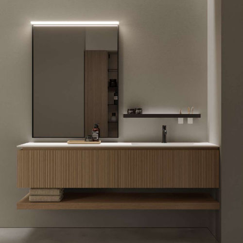 Meuble vasque suspendu - VIACONDOTTI: 03 - IDEAGROUP - en bois / en Corian® / contemporain