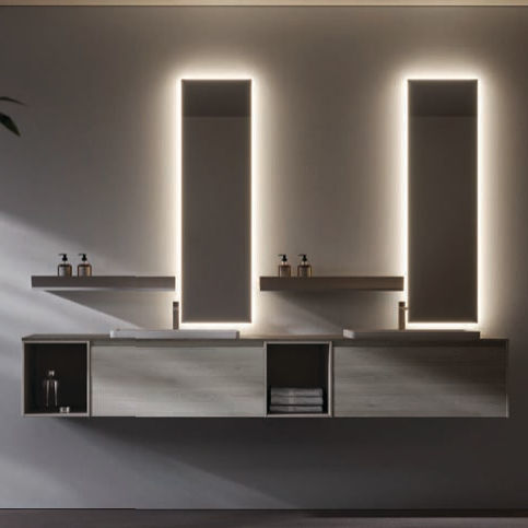 Meuble vasque double - NYÙ 04 - IDEAGROUP - suspendu / en HPL / contemporain