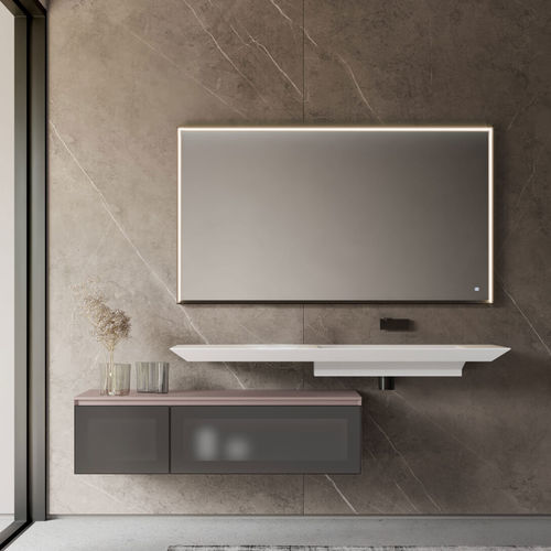 Miroir de salle de bain mural - TECNICA - IDEAGROUP - contemporain / rectangulaire / aluminium