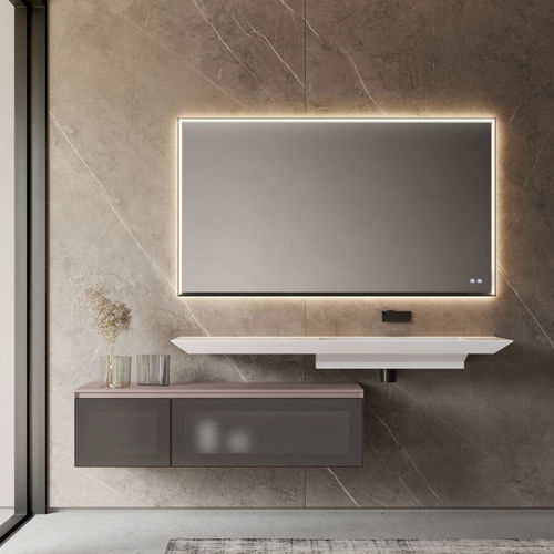 Miroir de salle de bain mural - TECNICA-UP  - IDEAGROUP - contemporain / rectangulaire / aluminium