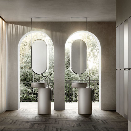 Miroir de salle de bain de plafond - BEAUTY - IDEAGROUP - contemporain / ovale / en aluminium