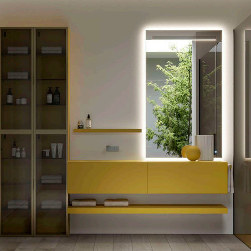 Meuble vasque suspendu - DOGMA7 - IDEAGROUP - bois / en marbre / grès
