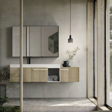 Meuble vasque suspendu - SENSE 06 - IDEAGROUP - en bois / contemporain / sans porte
