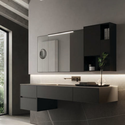 Meuble vasque suspendu - NYÙ 10 - IDEAGROUP - en HPL / contemporain / sans porte
