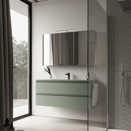 Meuble vasque suspendu - SYSTEM - 04 - IDEAGROUP - en mélaminé / contemporain / sans porte
