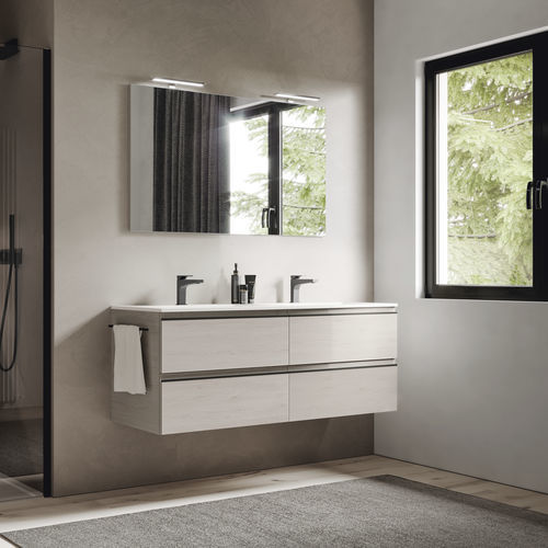 Meuble vasque double - SYSTEM - 06 - IDEAGROUP - suspendu / en mélaminé / contemporain