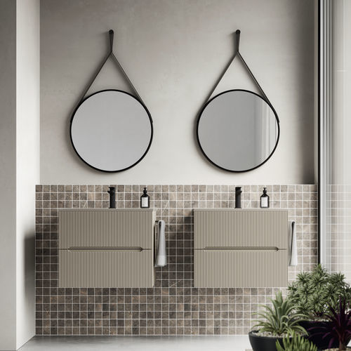Meuble vasque double - SMYLE: 08 - IDEAGROUP - suspendu / en bois / contemporain