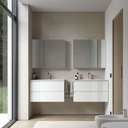 Meuble vasque suspendu - 09 LOGIC - IDEAGROUP - en polymère / contemporain / avec porte