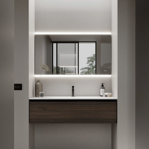 Meuble vasque suspendu - My Time 11 - IDEAGROUP - en bois / en céramique / contemporain